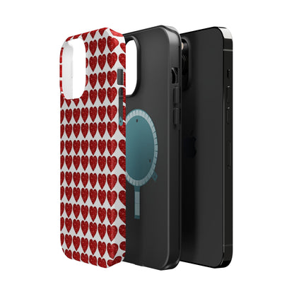 Red Glitter Hearts Charm MagSafe Case - BOGO Cases