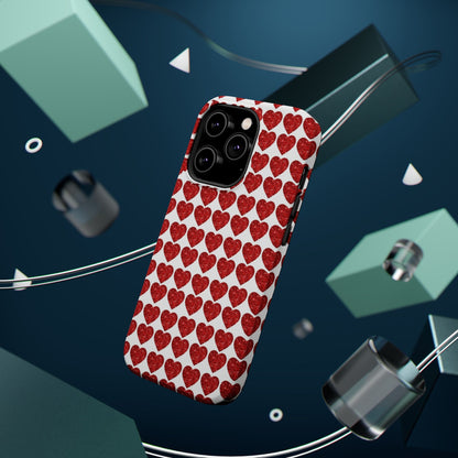 Red Glitter Hearts Charm MagSafe Case - BOGO Cases