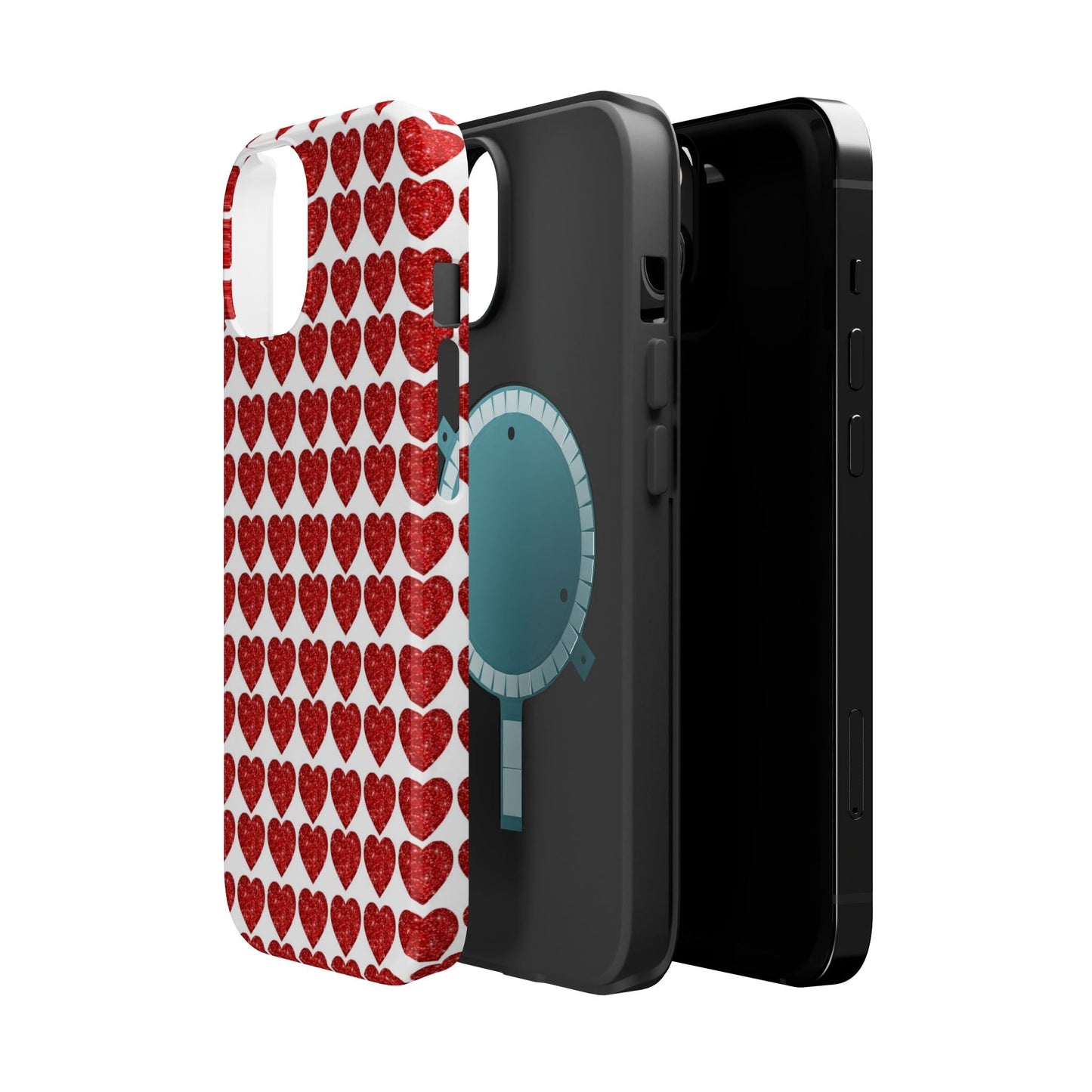 Red Glitter Hearts Charm MagSafe Case - BOGO Cases