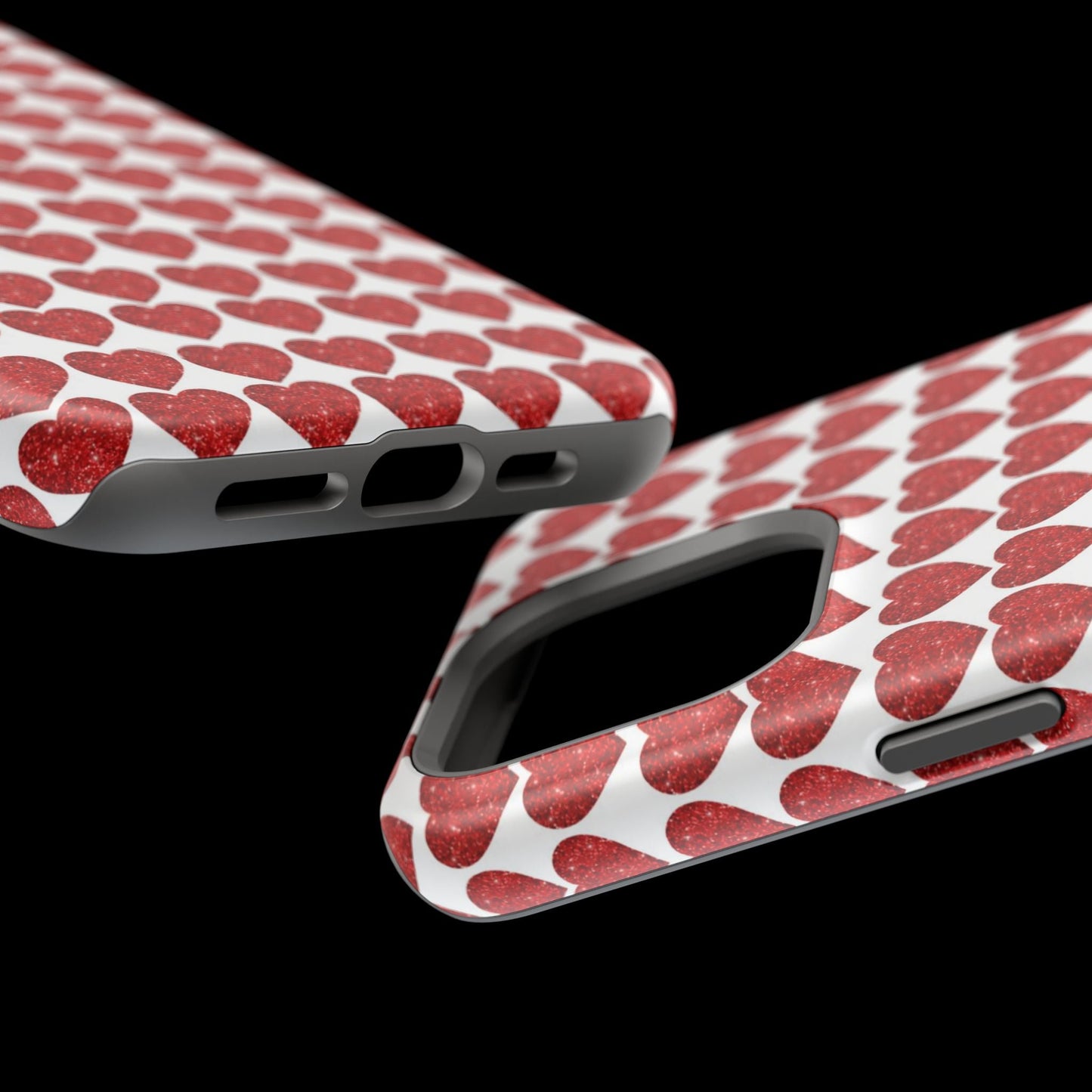 Red Glitter Hearts Charm MagSafe Case - BOGO Cases