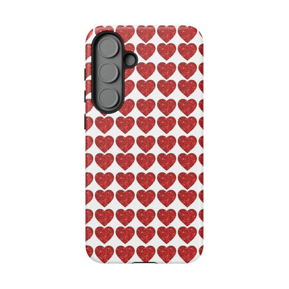 Red Glitter Hearts Charm - Samsung Galaxy Case - BOGO Cases