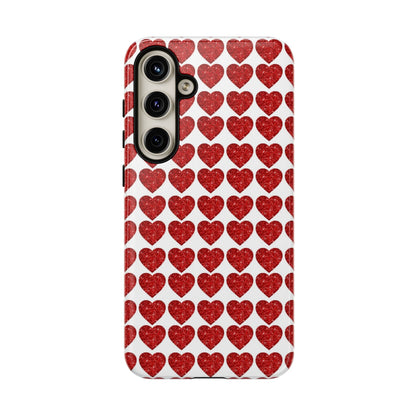 Red Glitter Hearts Charm - Samsung Galaxy Case - BOGO Cases