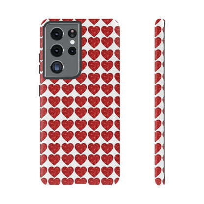 Red Glitter Hearts Charm - Samsung Galaxy Case - BOGO Cases
