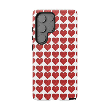 Red Glitter Hearts Charm - Samsung Galaxy Case - BOGO Cases