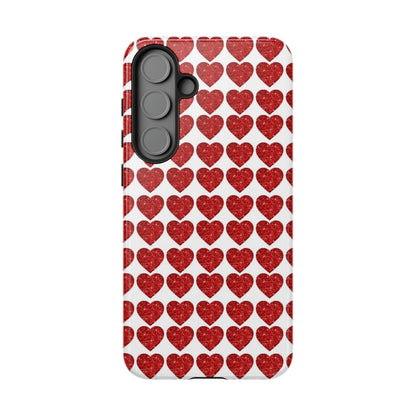 Red Glitter Hearts Charm - Samsung Galaxy Case - BOGO Cases
