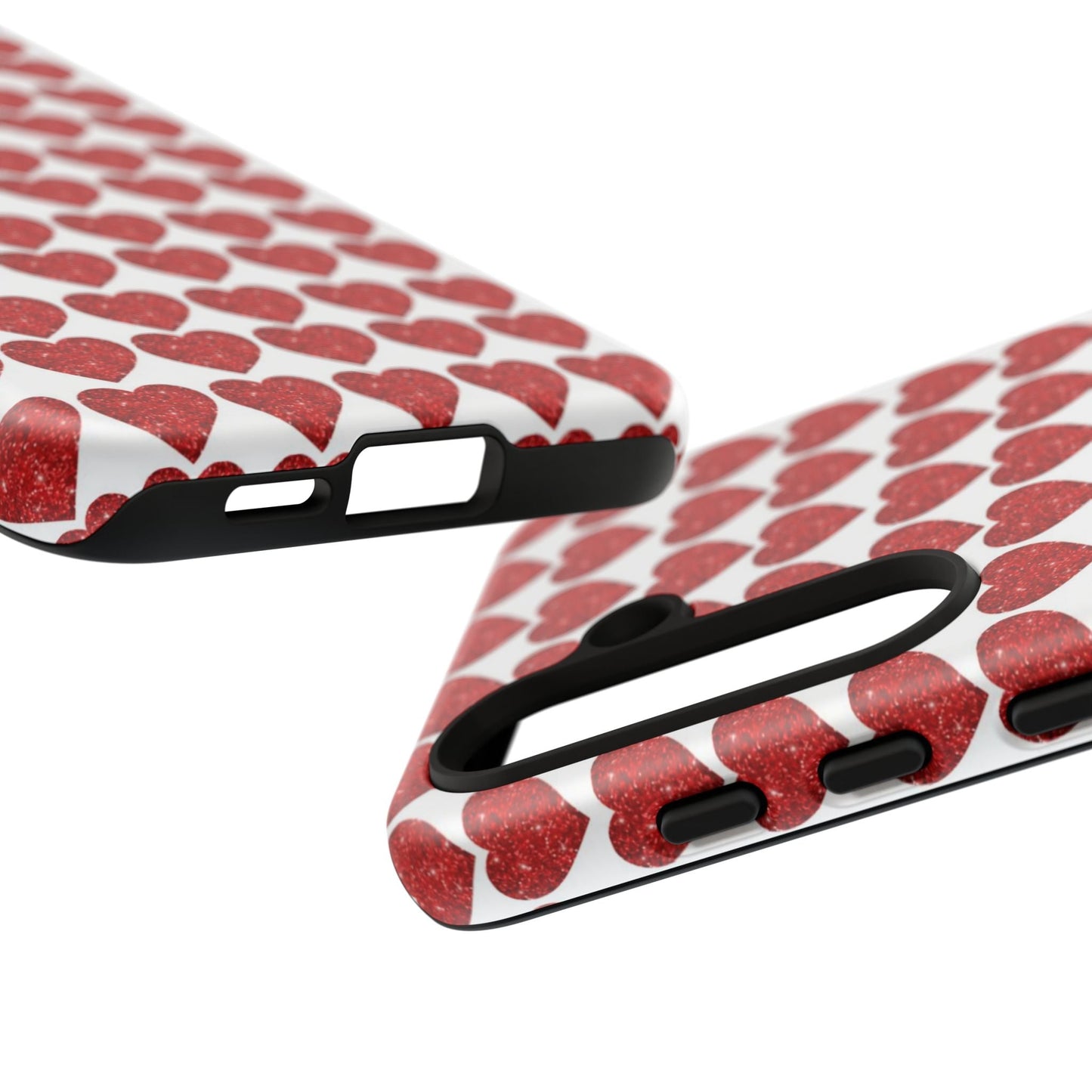 Red Glitter Hearts Charm - Samsung Galaxy Case - BOGO Cases