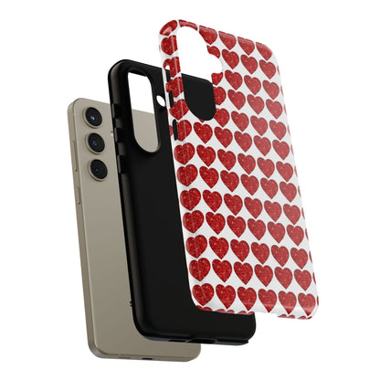 Red Glitter Hearts Charm - Samsung Galaxy Case - BOGO Cases