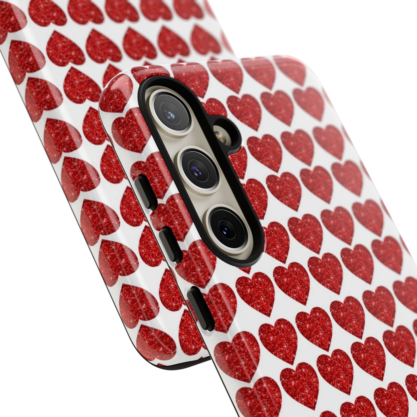 Red Glitter Hearts Charm - Samsung Galaxy Case - BOGO Cases