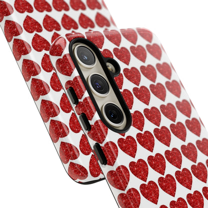 Red Glitter Hearts Charm - Samsung Galaxy Case - BOGO Cases