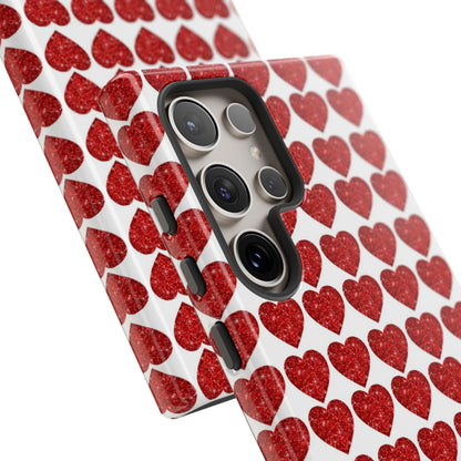 Red Glitter Hearts Charm - Samsung Galaxy Case - BOGO Cases