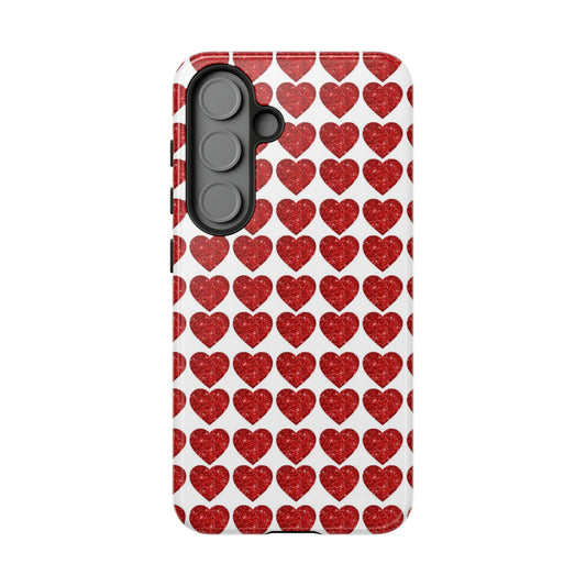 Red Glitter Hearts Charm - Samsung Galaxy Case - BOGO Cases