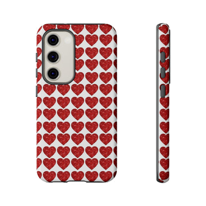 Red Glitter Hearts Charm - Samsung Galaxy Case - BOGO Cases