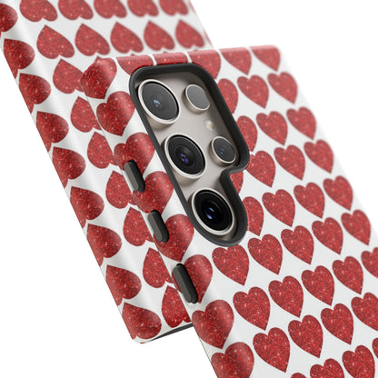 Red Glitter Hearts Charm - Samsung Galaxy Case - BOGO Cases