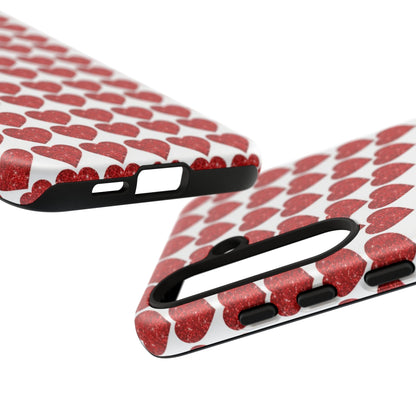 Red Glitter Hearts Charm - Samsung Galaxy Case - BOGO Cases
