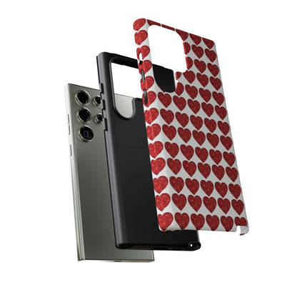 Red Glitter Hearts Charm - Samsung Galaxy Case - BOGO Cases