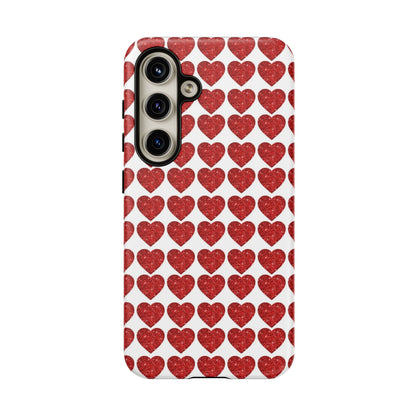 Red Glitter Hearts Charm - Samsung Galaxy Case - BOGO Cases