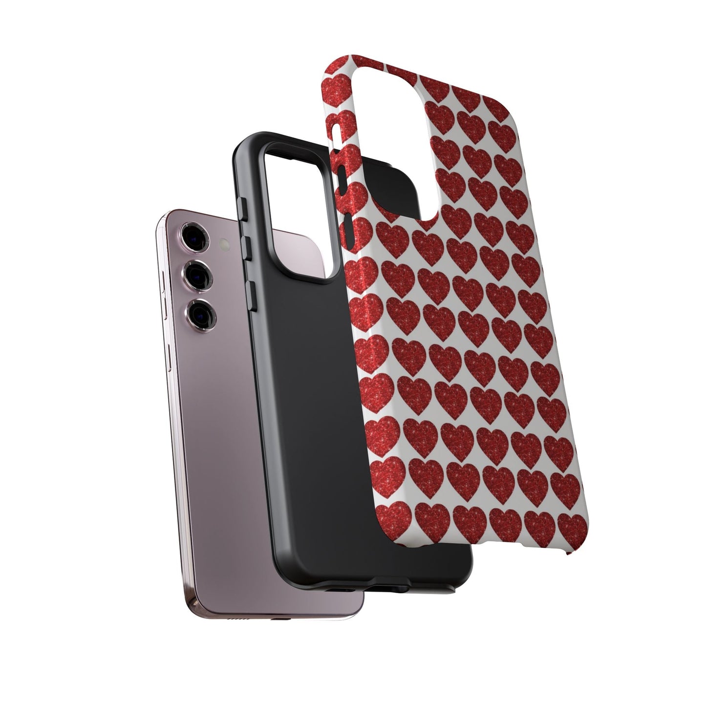 Red Glitter Hearts Charm - Samsung Galaxy Case - BOGO Cases