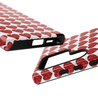 Red Glitter Hearts Charm - Samsung Galaxy Case - BOGO Cases