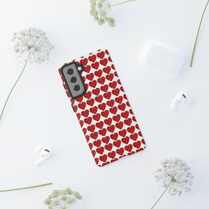 Red Glitter Hearts Charm - Samsung Galaxy Case - BOGO Cases