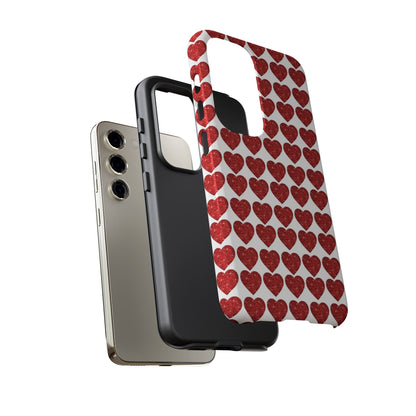 Red Glitter Hearts Charm - Samsung Galaxy Case - BOGO Cases