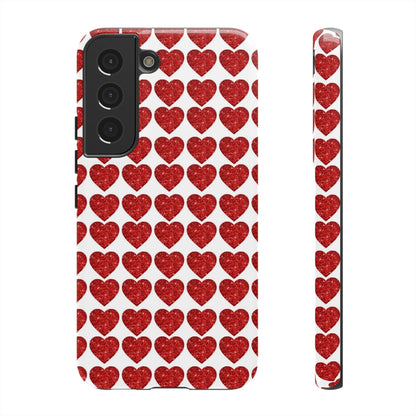 Red Glitter Hearts Charm - Samsung Galaxy Case - BOGO Cases