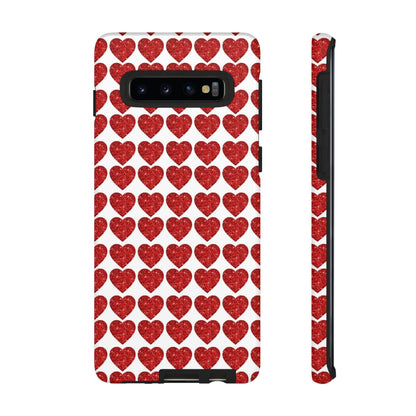 Red Glitter Hearts Charm - Samsung Galaxy Case - BOGO Cases