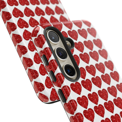 Red Glitter Hearts Charm - Samsung Galaxy Case - BOGO Cases