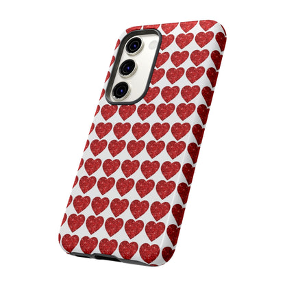 Red Glitter Hearts Charm - Samsung Galaxy Case - BOGO Cases
