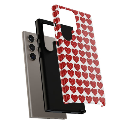 Red Glitter Hearts Charm - Samsung Galaxy Case - BOGO Cases