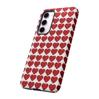 Red Glitter Hearts Charm - Samsung Galaxy Case - BOGO Cases