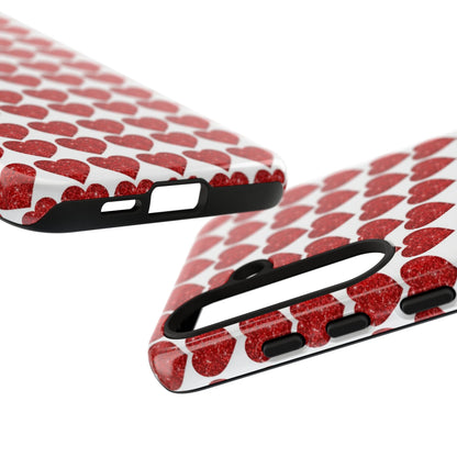Red Glitter Hearts Charm - Samsung Galaxy Case - BOGO Cases