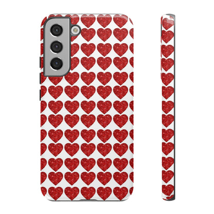 Red Glitter Hearts Charm - Samsung Galaxy Case - BOGO Cases