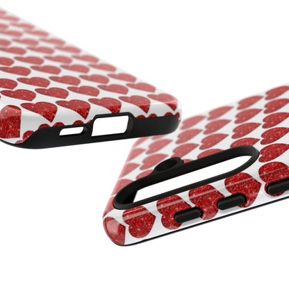 Red Glitter Hearts Charm - Samsung Galaxy Case - BOGO Cases