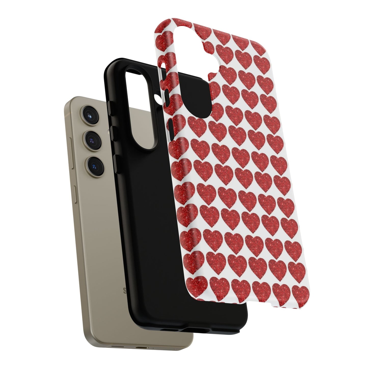 Red Glitter Hearts Charm - Samsung Galaxy Case - BOGO Cases