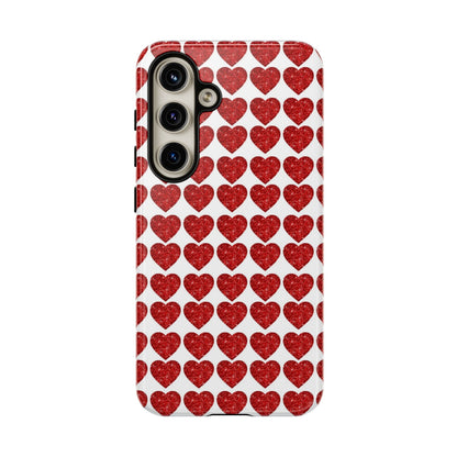 Red Glitter Hearts Charm - Samsung Galaxy Case - BOGO Cases