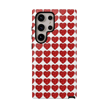 Red Glitter Hearts Charm - Samsung Galaxy Case - BOGO Cases