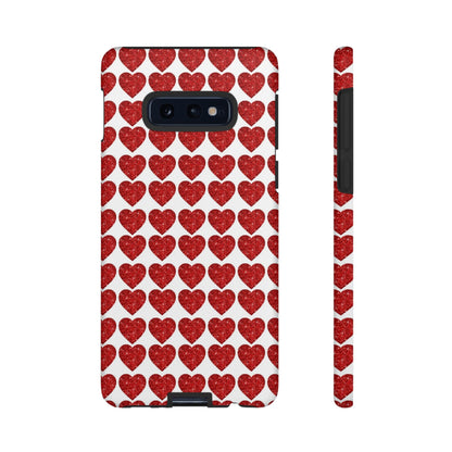 Red Glitter Hearts Charm - Samsung Galaxy Case - BOGO Cases