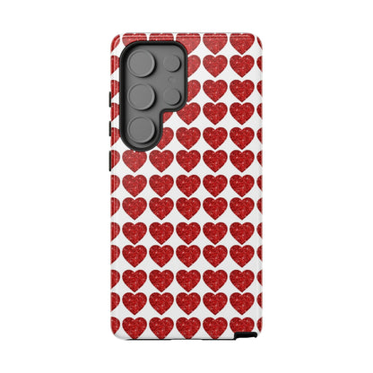 Red Glitter Hearts Charm - Samsung Galaxy Case - BOGO Cases