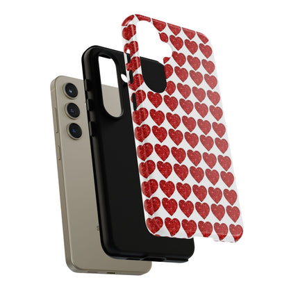 Red Glitter Hearts Charm - Samsung Galaxy Case - BOGO Cases