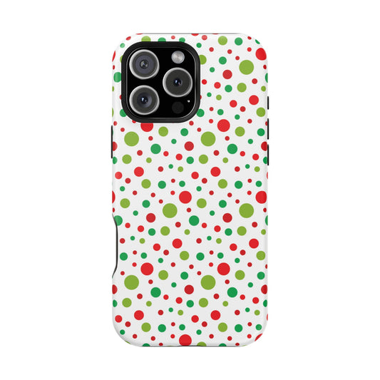 Red & Green Christmas Polka Dots – MagSafe iPhone Case - BOGO Cases