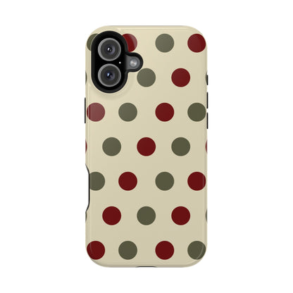 Red & Green Polka Dots on Cream – MagSafe iPhone Case - BOGO Cases