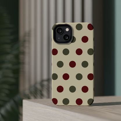 Red & Green Polka Dots on Cream – MagSafe iPhone Case - BOGO Cases