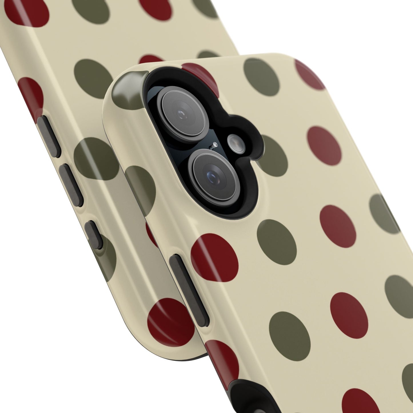 Red & Green Polka Dots on Cream – MagSafe iPhone Case - BOGO Cases