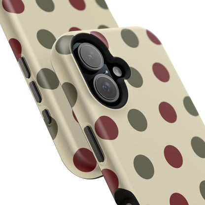Red & Green Polka Dots on Cream – MagSafe iPhone Case - BOGO Cases