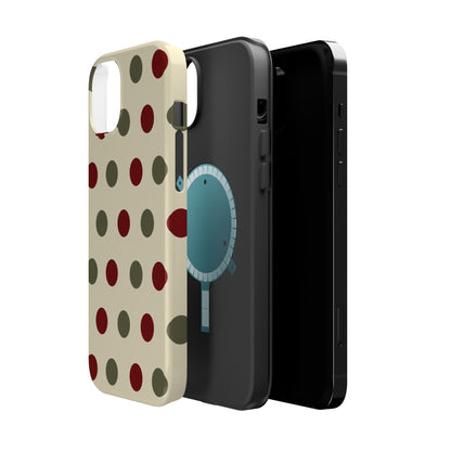 Red & Green Polka Dots on Cream – MagSafe iPhone Case - BOGO Cases