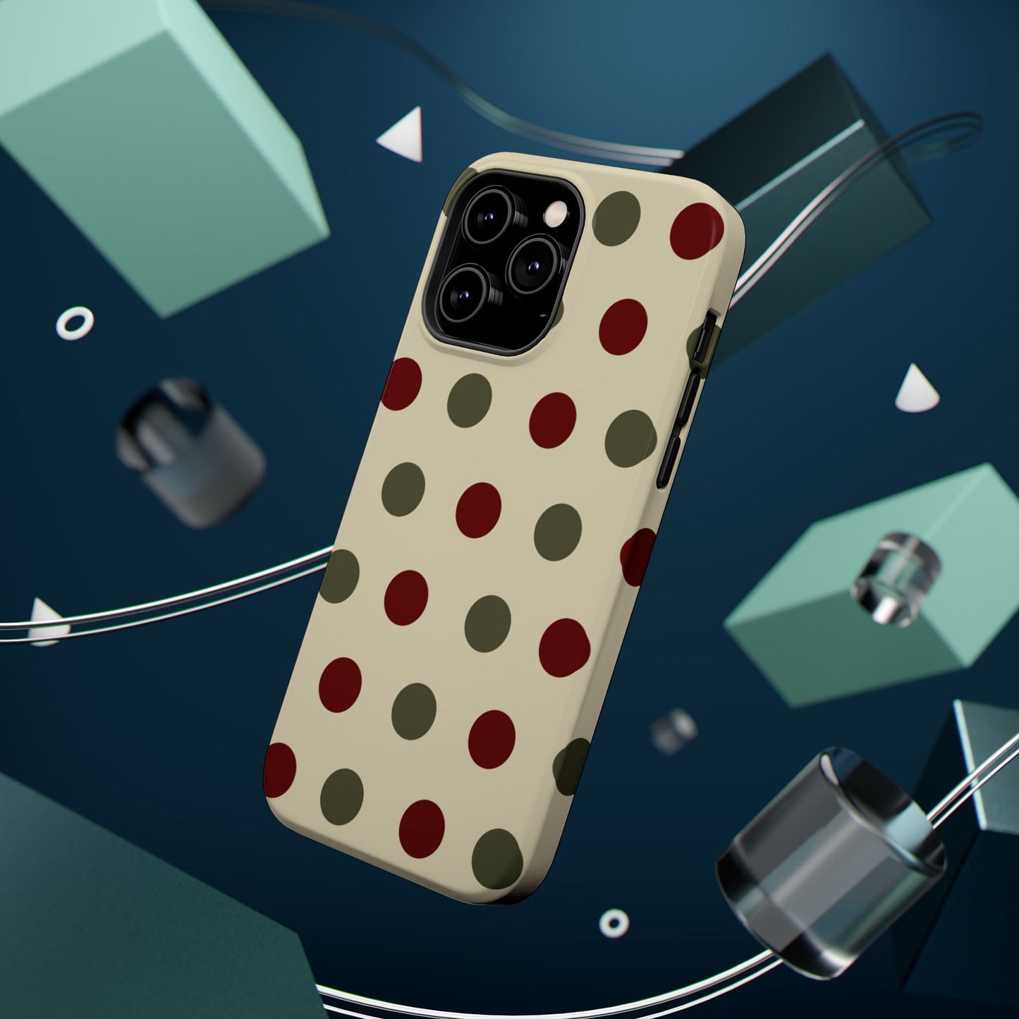 Red & Green Polka Dots on Cream – MagSafe iPhone Case - BOGO Cases