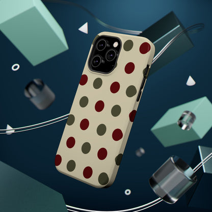 Red & Green Polka Dots on Cream – MagSafe iPhone Case - BOGO Cases
