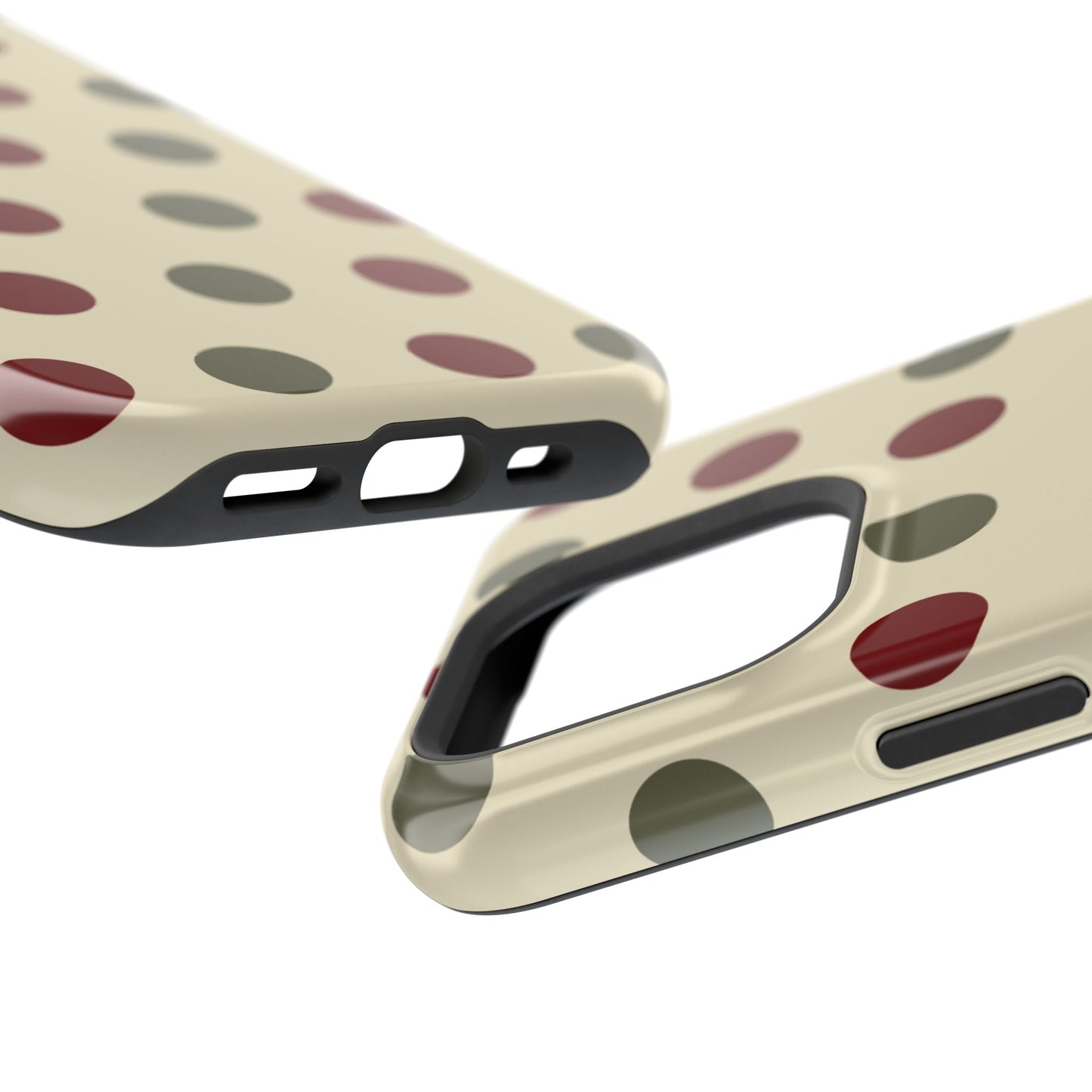Red & Green Polka Dots on Cream – MagSafe iPhone Case - BOGO Cases