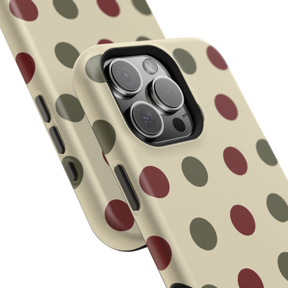 Red & Green Polka Dots on Cream – MagSafe iPhone Case - BOGO Cases