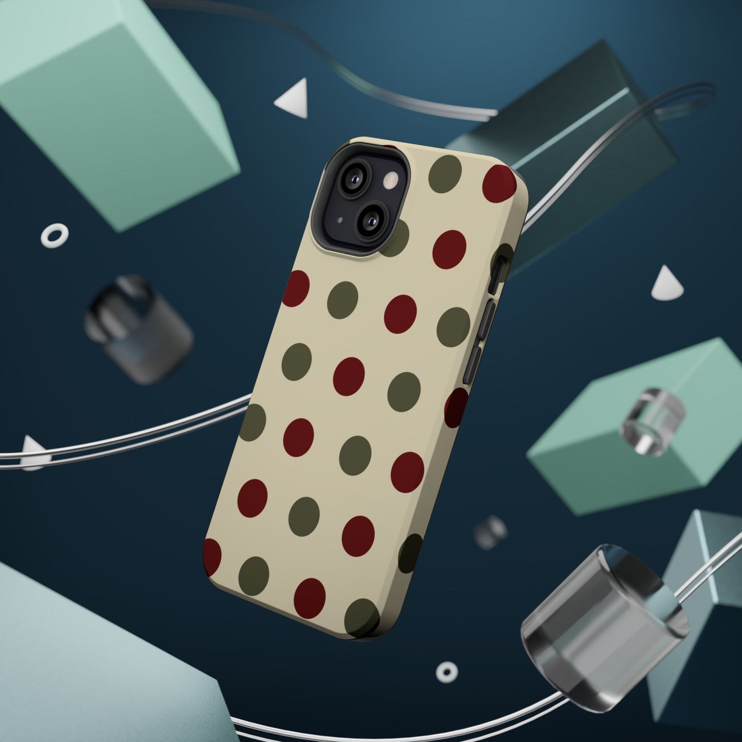 Red & Green Polka Dots on Cream – MagSafe iPhone Case - BOGO Cases